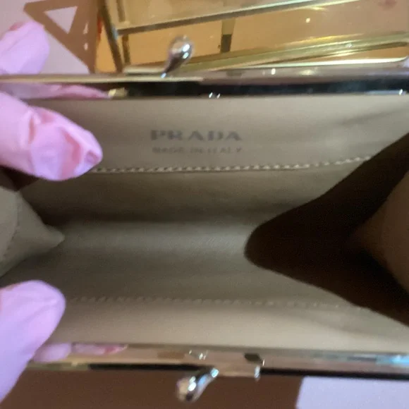 Prada Tan Leather Kiss-lock Coin Pouch - Picture 3 of 3